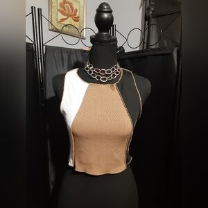 SHEIN Tri-Tone Colorblock Cropped Sleeveless Tank Top Women's Size M